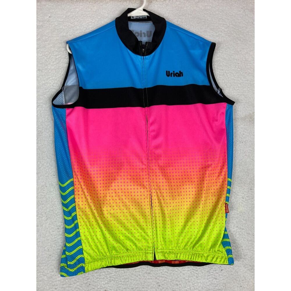 Uriah Cycling Jersey Womens Large Multi-Color Full Zip 3‎ Pocket Racing Bicycle